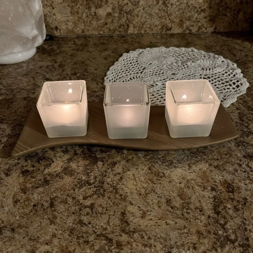 Partylite 3 Tea Light Holder Contemporary Zen - Picture 10 of 15